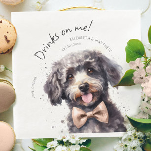 Drinks On Me Poodle Watercolor Fun Dog Pet Napkin