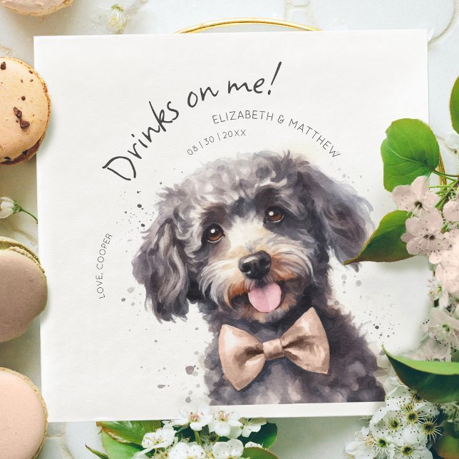 Drinks On Me Poodle Watercolor Fun Dog Pet Napkin (Creator Uploaded)