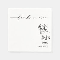 Drinks on Me Script Dachshund Doxie Dog Wedding