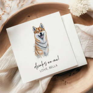 Drinks On Me! Shiba Inu Dog Pet Wedding Napkin
