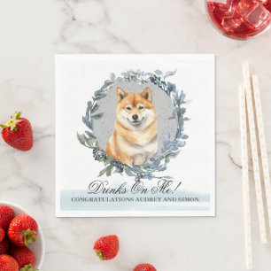 Drinks On Me! Shiba inu Dog wedding pet Napkin