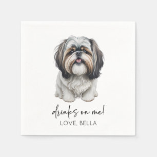 Drinks On Me! Shih Tzu Dog Pet Wedding Napkin