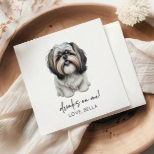 Drinks On Me! Shih Tzu Dog Pet Wedding Napkin