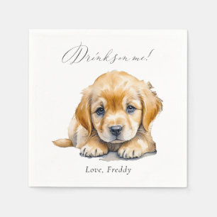 Drinks On Me Simple Cute Photo Fun Pet Dog Wedding Napkin