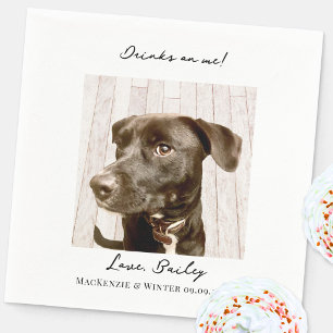 Drinks on Me Wedding Pet Photo Napkin