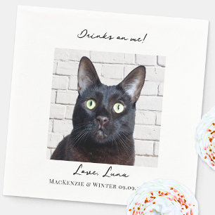 Drinks on Me Wedding Pet Photo Napkin