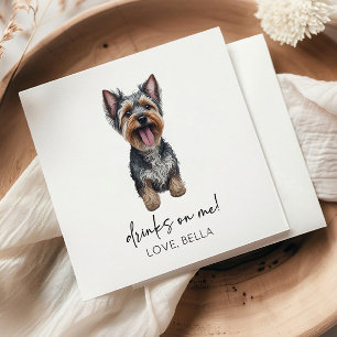 Drinks On Me! Yorkshire Terrier Yorkie Dog Wedding Napkin