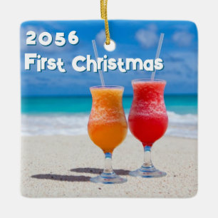 Drinks on the Beach First Christmas Dated Ceramic Ornament