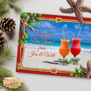 Drinks on the Beach Holiday Greeting Couple Postcard