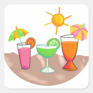 Drinks On the Beach Square Sticker