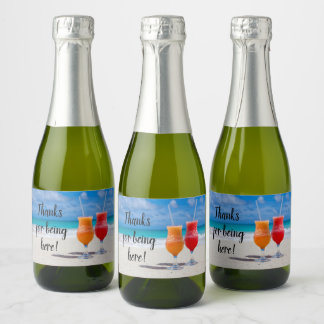 Drinks on the Beach Wedding Mini Sparkling Wine La Label