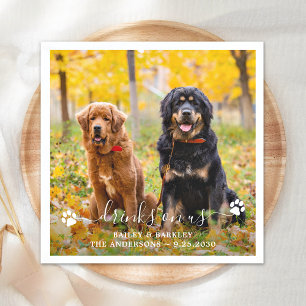 Drinks On Us Open Bar Dog Photo Pet Wedding  Napkin