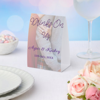 Drinks on us open bar pet photo wedding couple dat