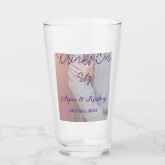 Drinks on us open bar pet photo wedding couple dat glass