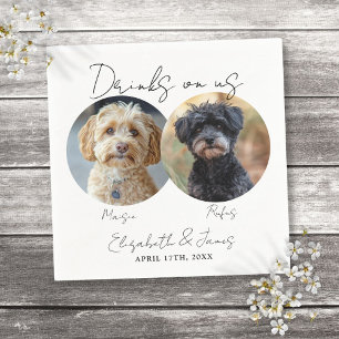 Drinks On Us Pet Dog 2 Photo Wedding Napkin