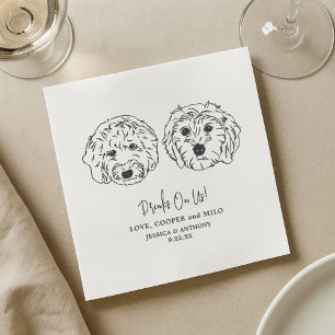 Drinks On Us Pets Custom Hand Drawing Wedding Napkin