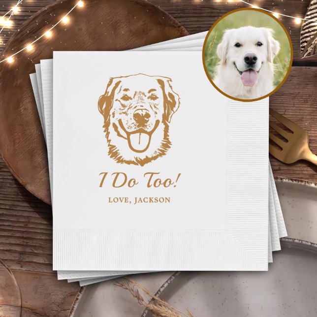 Drinks On Us Pets Custom Hand Drawing Wedding Napkin (Creator Uploaded)