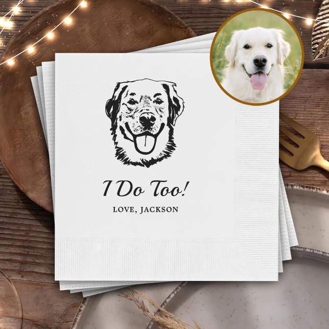 Drinks On Us Pets Custom Hand Drawing Wedding Napkin (Creator Uploaded)