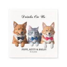 Drinks On Us Photo Fun Dog Cat Pet Wedding