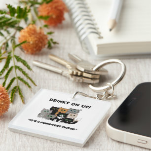 Drinks On Us Purrfect Wedding Key Ring