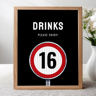 Drinks party sign 16th Birthday Speed Limit