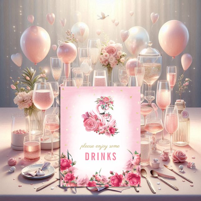 Drinks Sign Baby Shower Pink Flamingo Ballerina (Creator Uploaded)