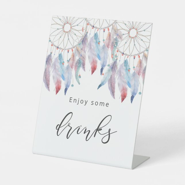 Drinks Sign Minimalist Boho Baby Shower Party Sign (Front)