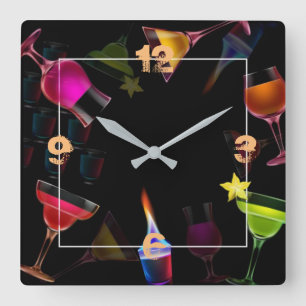 Drinks Square Wall Clock
