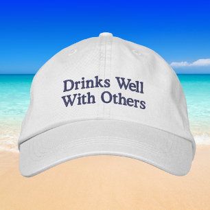 Drinks Well With Others Funny Preppy Wine Baseball Embroidered Hat