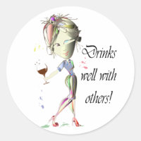 Drinks well with others, funny Wine art