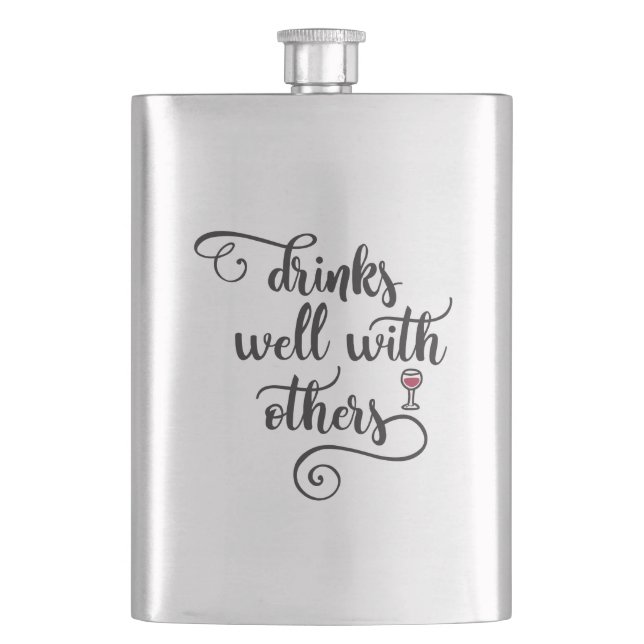 Drinks well with others hip flask (Front)