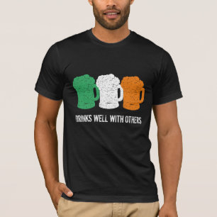 Drinks well with others Irish flag beer stein T-Shirt
