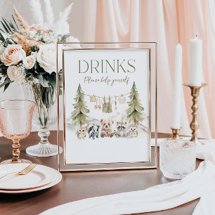 Drinks Woodland Adventure Boy Baby Shower Poster