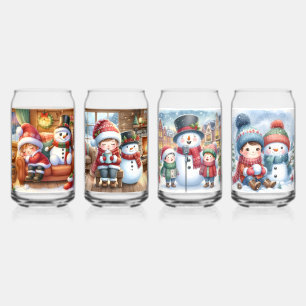 Drinkware Set-Christmas Snowman Can Glass
