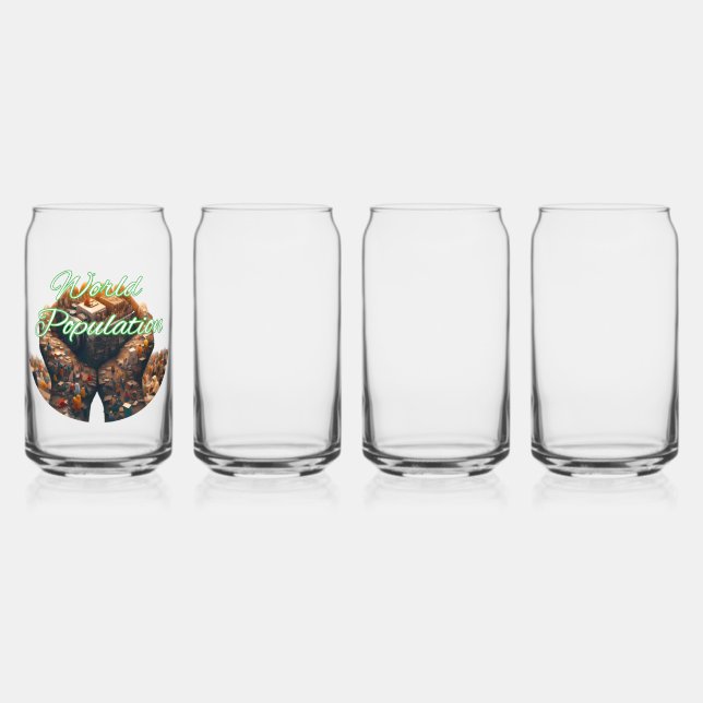 Drinkware Style: Printed Can Glass, Set: Set of 4, Glass (Front)