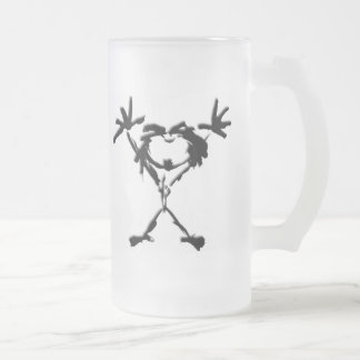 drio stickman frosted glass beer mug
