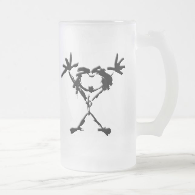drio stickman frosted glass beer mug (Right)