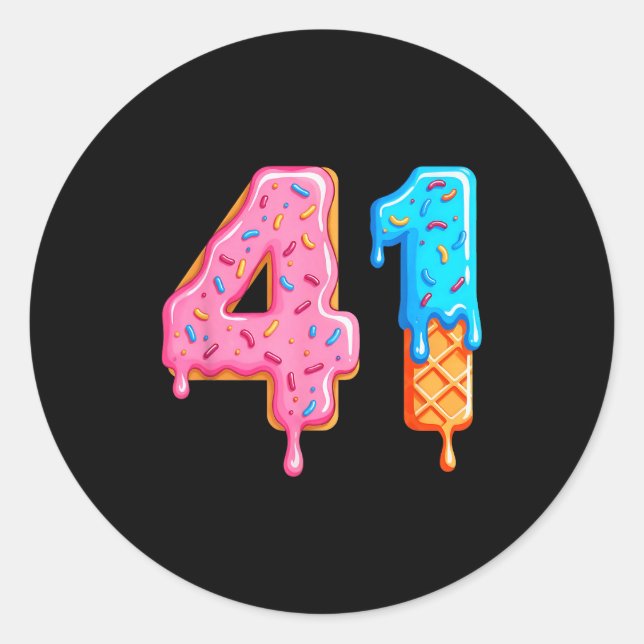 Drip 41 Meme Cool Baseball Style Number Forty One  Classic Round Sticker (Front)