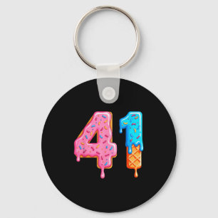 Drip 41 Meme Cool Baseball Style Number Forty One  Key Ring
