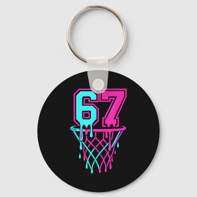 Drip 67 Basketball Six Seven Meme Game Day 6 7 Tee Key Ring (Front)
