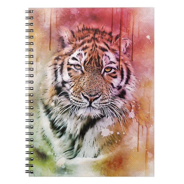 Drip Art Watercolor Tiger Notebook (Front)