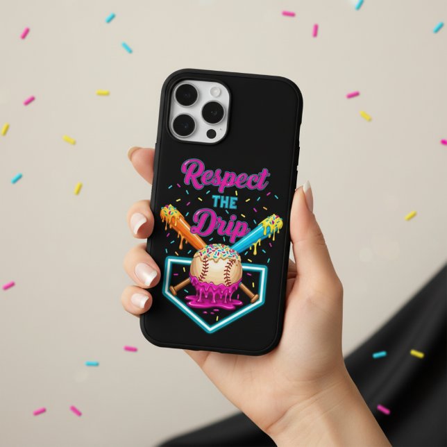 Drip Baseball Ice Cream Design Melting Baseball iPhone Case (Creator Uploaded)