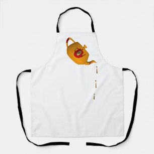 Drip Drip Double Teapot White Black Strap Apron