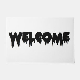 Drip Font WELCOME Doormat- Black Txt on Blank Bkgr Doormat