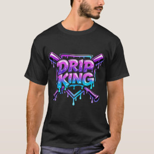 Drip King Baseball Typography T-Shirt