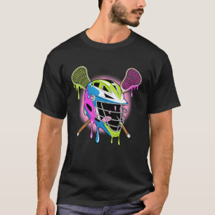 Drip Lacrosse Helmet with Crossed Sticks Cool Lax  T-Shirt