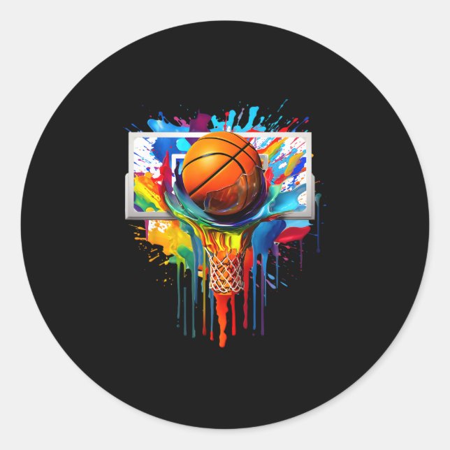 Drip Sketll Paint Splash Dripping Sketll Slam Dunk Classic Round Sticker (Front)