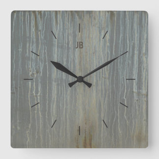 DRIP STAINED METAL | industrial or urban decor Square Wall Clock