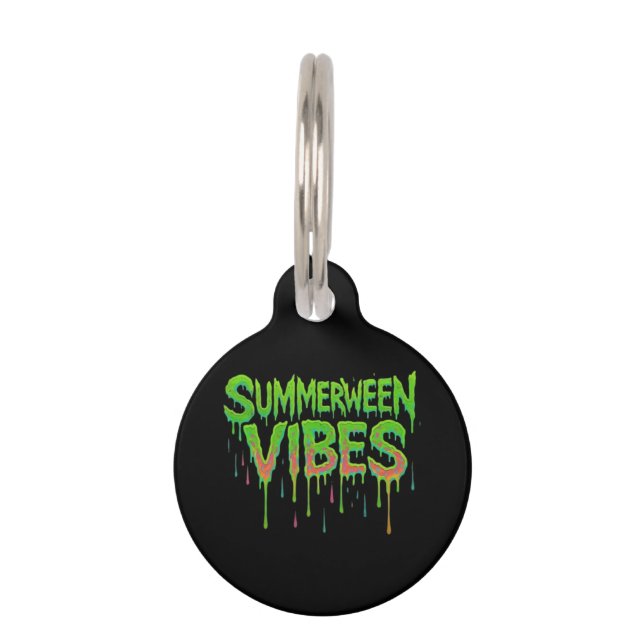 Drip Summerween Vibes Spooky Fun Classic Pet Tag (Front)