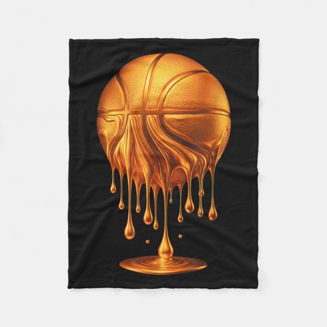 Dripng Gold Basketball Ball Hoop Net Slam Dunk Mvp Fleece Blanket (Front)